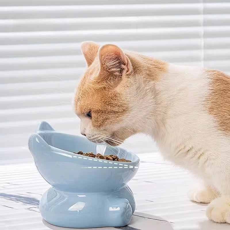 Cute Elevated Ceramic Cat Bowl