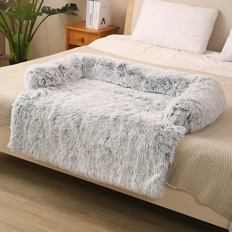 Luxurious Gray Pet Sofa Bed - Soft & Cozy Cushion for Dogs and Cats, Stylish Design with Removable Cover