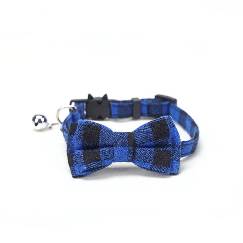 Adorable Cat Collar with Bow Tie and Bell - Adjustable Elastic Design for Cats