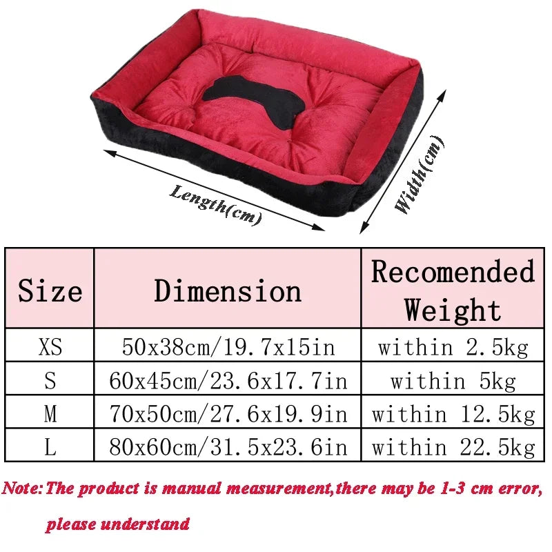 Cosy Square Dog Bed for Cats and Small to Medium Dogs - Thickened Non-Slip Cushion