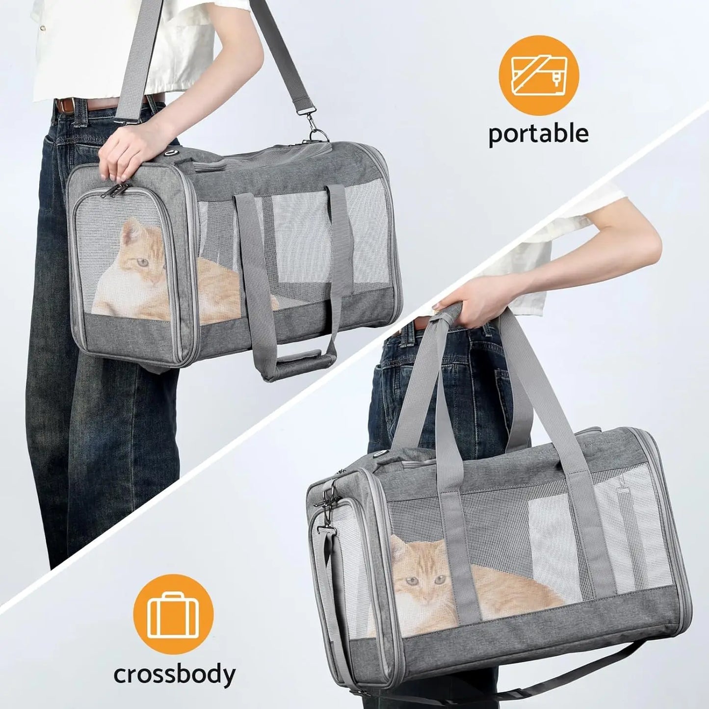 Airline Approved Soft Pet Carrier for Cats & Dogs - Breathable Travel Bag with Removable Support Board