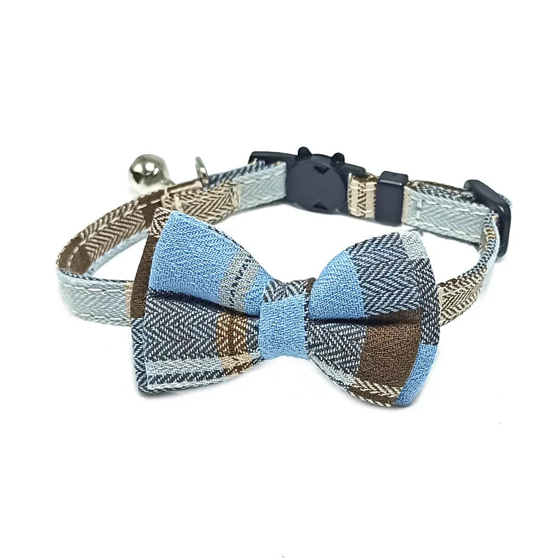 Adorable Cat Collar with Bow Tie and Bell - Adjustable Elastic Design for Cats