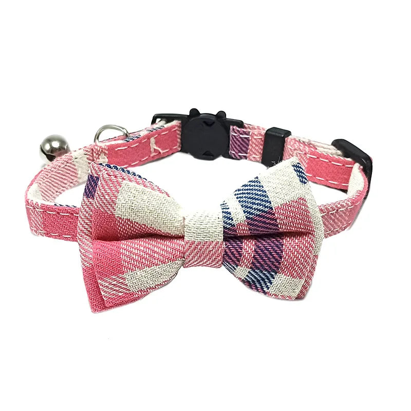Adorable Cat Collar with Bow Tie and Bell - Adjustable Elastic Design for Cats