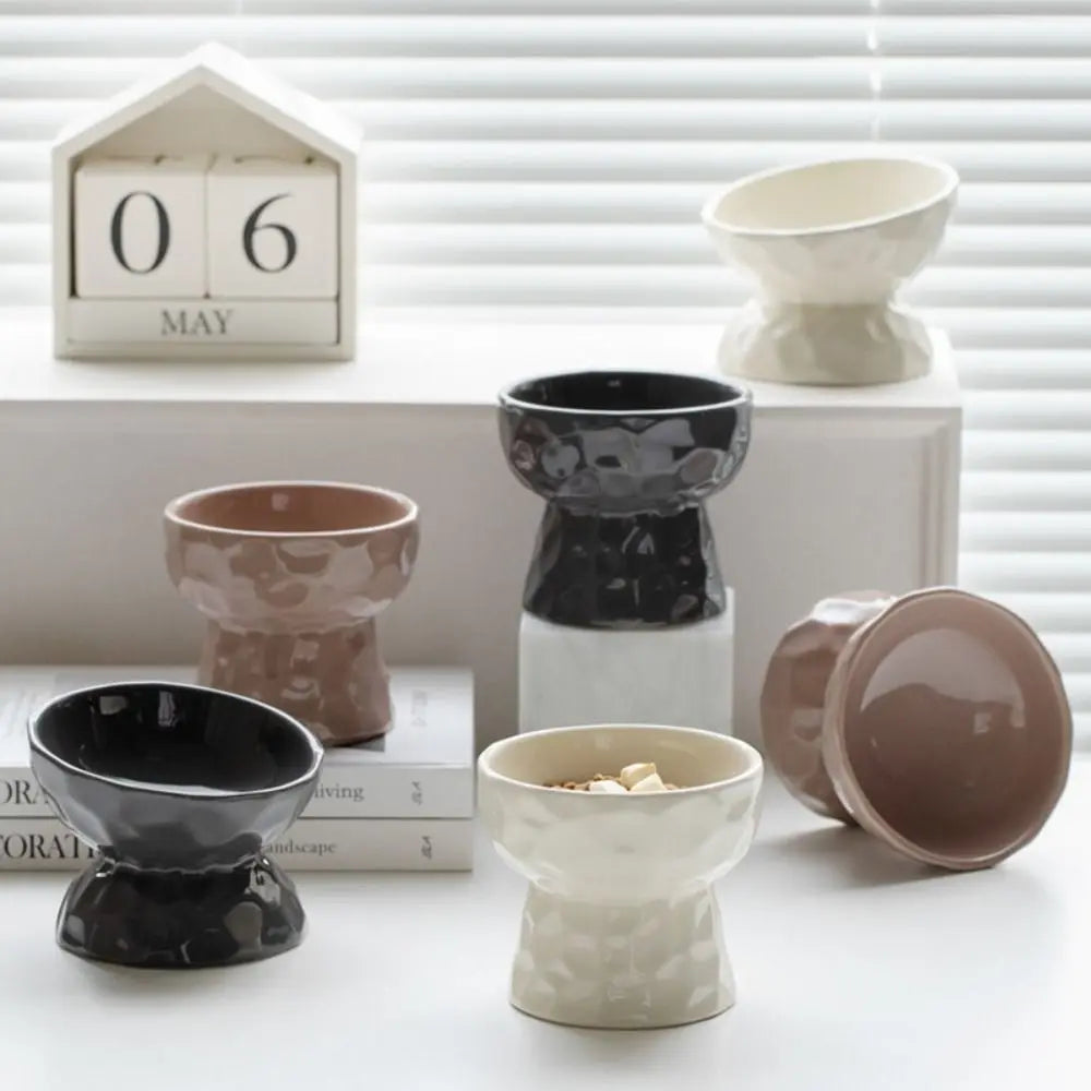 Stylish Non-Slip Ceramic Cat and Dog Bowl - Slanted/Flat Design for Easy Feeding and Hydration