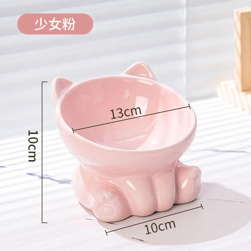 Cute Elevated Ceramic Cat Bowl