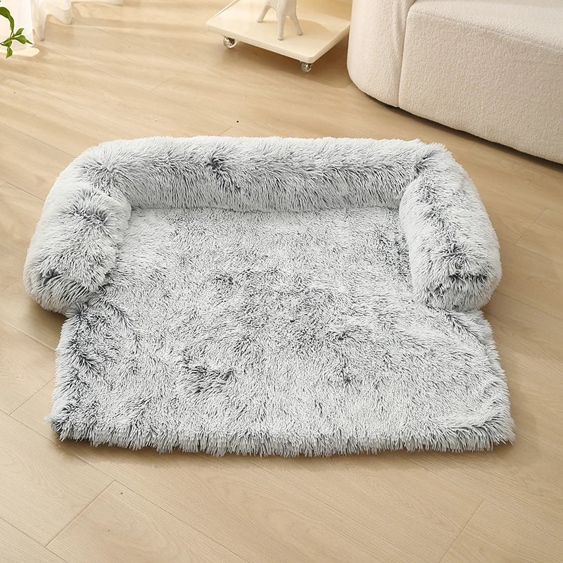 Luxurious Gray Pet Sofa Bed - Soft & Cozy Cushion for Dogs and Cats, Stylish Design with Removable Cover