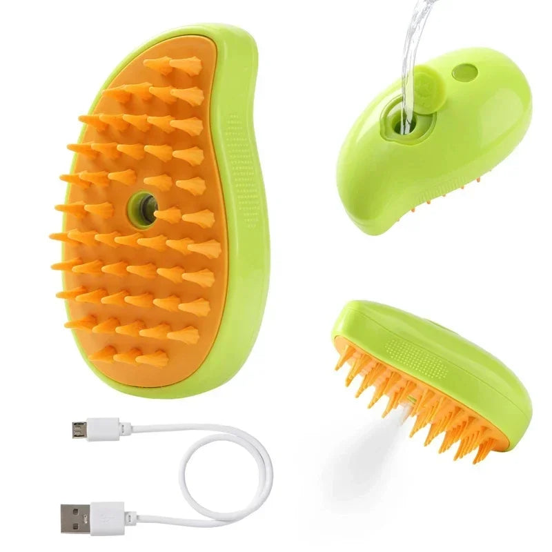 3-in-1 Steam Pet Brush for Dogs and Cats - Massage, Grooming, and Hair Removal Comb