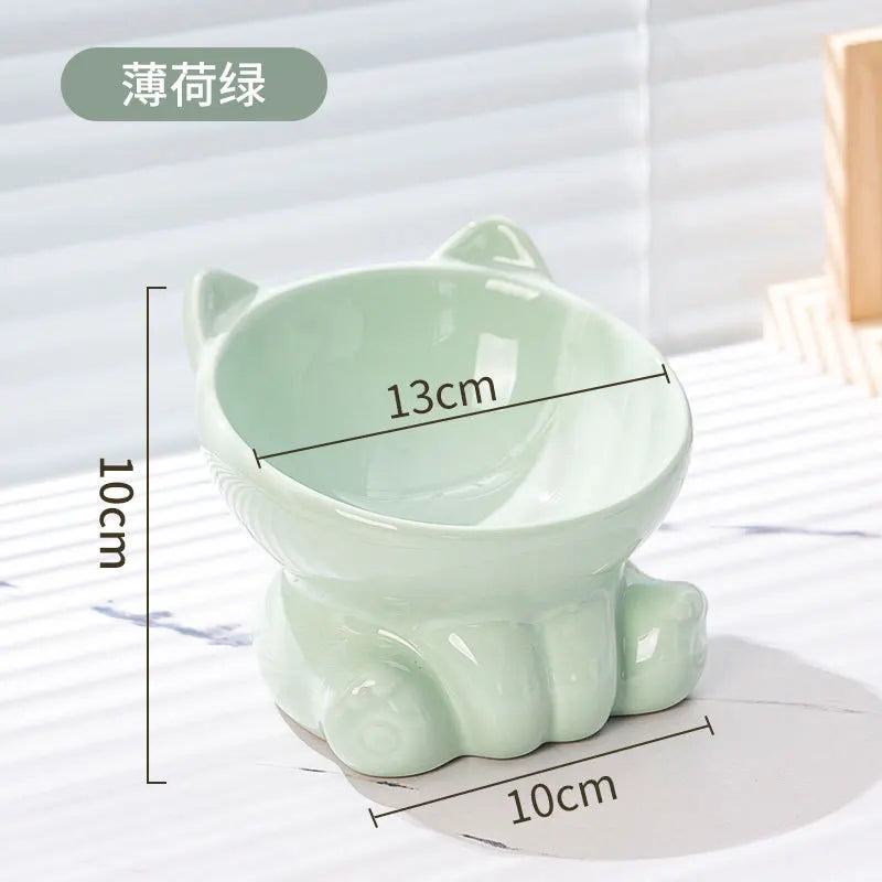 Cute Elevated Ceramic Cat Bowl