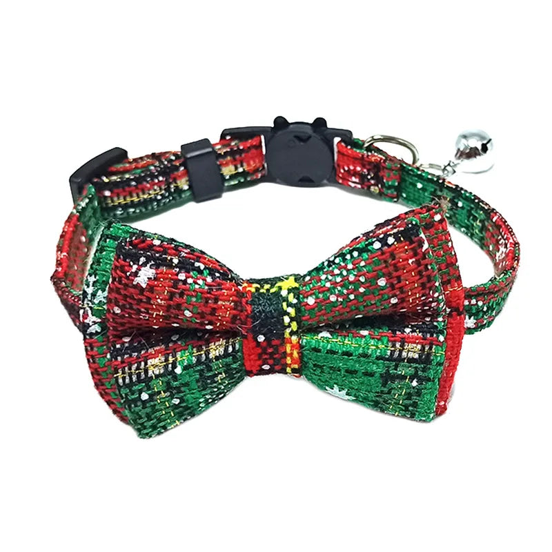 Adorable Cat Collar with Bow Tie and Bell - Adjustable Elastic Design for Cats