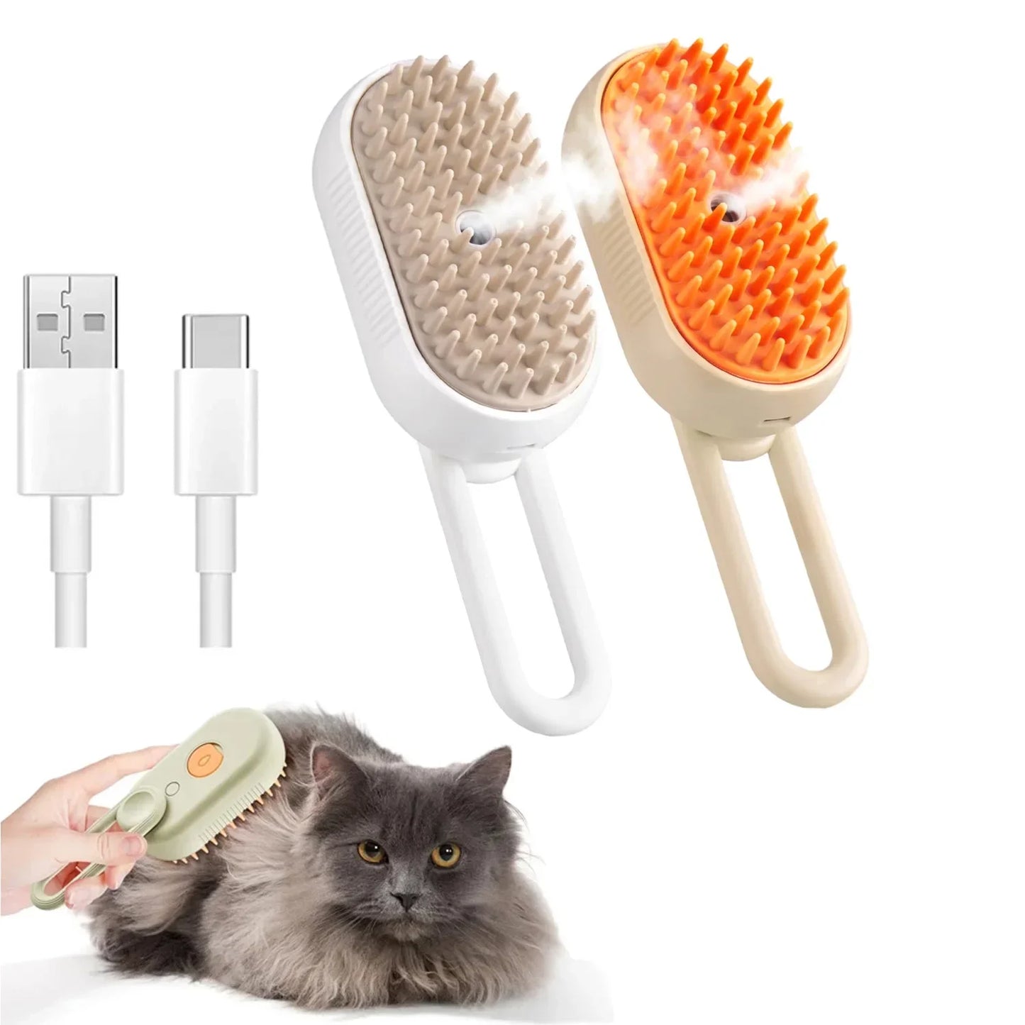 3-in-1 Steam Pet Brush for Dogs and Cats - Massage, Grooming, and Hair Removal Comb
