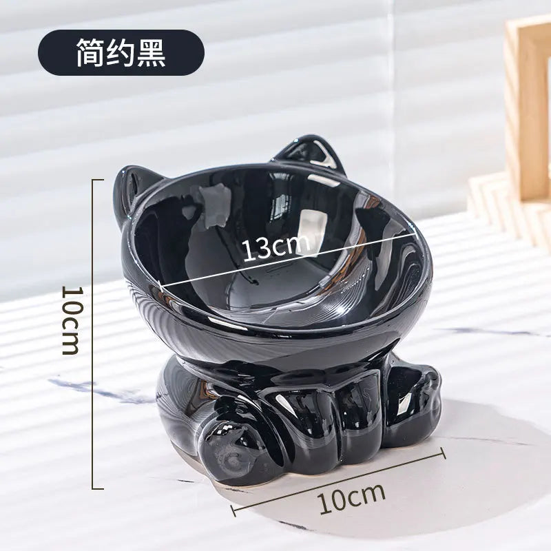 Cute Elevated Ceramic Cat Bowl