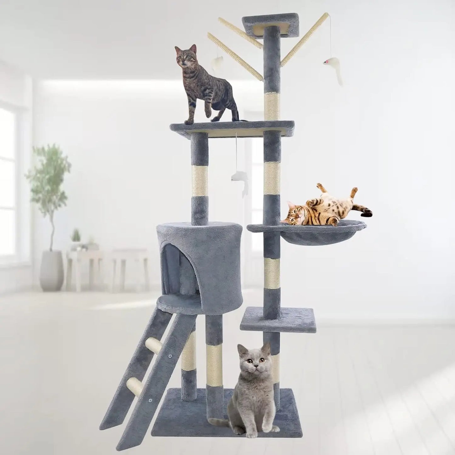 Ultimate Cat Tree Tower - 140cm Climbing Frame & Scratching Post for Indoor/Outdoor Cats