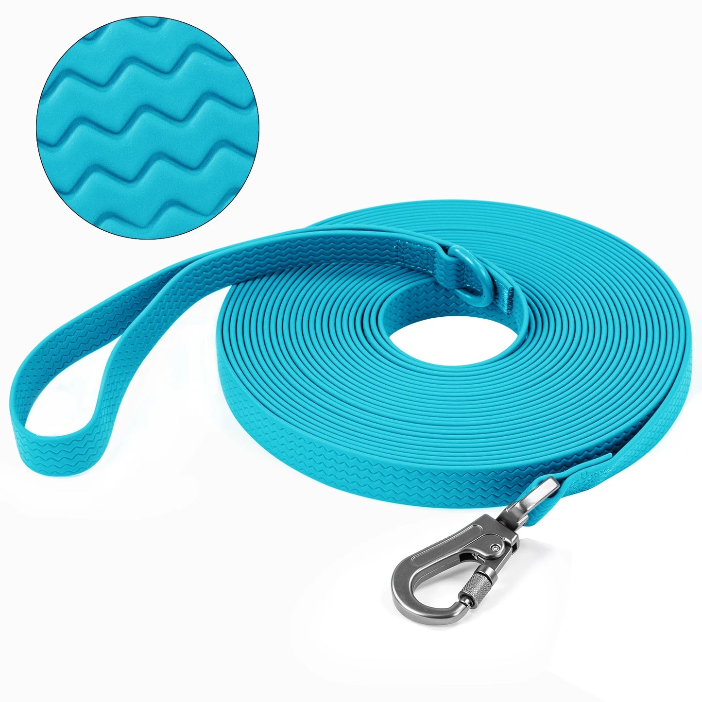 Durable Waterproof PVC Dog Leash - 1.8M, 3M, 5M, 10M Options for Large & Medium Dogs - Easy to Clean with Wave Texture for Training & Running