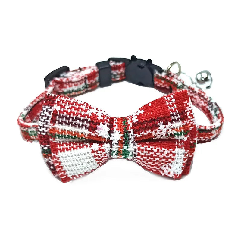 Adorable Cat Collar with Bow Tie and Bell - Adjustable Elastic Design for Cats