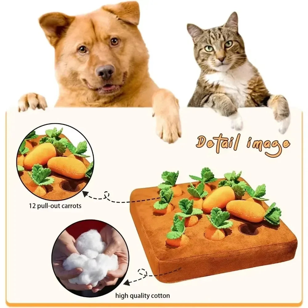 Interactive Carrot Snuffle Mat for Dogs and Cats - Engaging Puzzle Toy for Stress Relief and Chewing Fun!