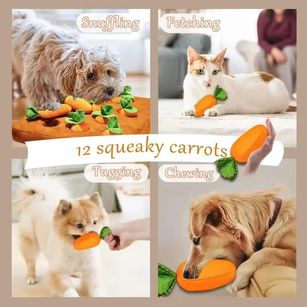 Interactive Carrot Snuffle Mat for Dogs and Cats - Engaging Puzzle Toy for Stress Relief and Chewing Fun!