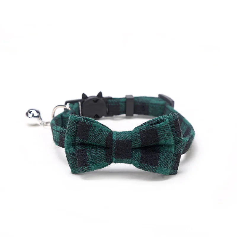 Adorable Cat Collar with Bow Tie and Bell - Adjustable Elastic Design for Cats