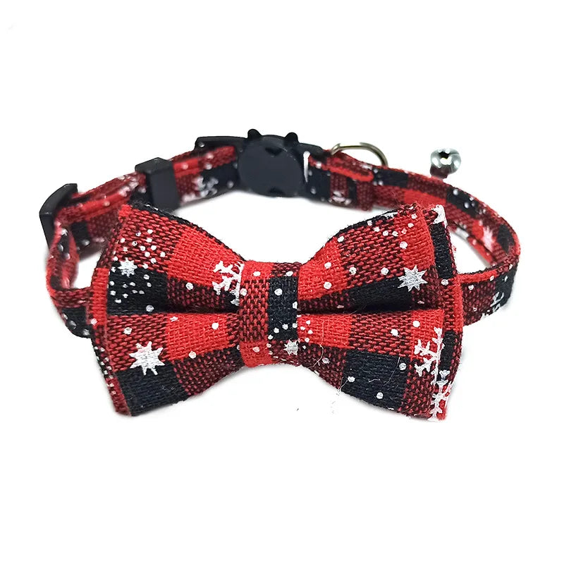 Adorable Cat Collar with Bow Tie and Bell - Adjustable Elastic Design for Cats