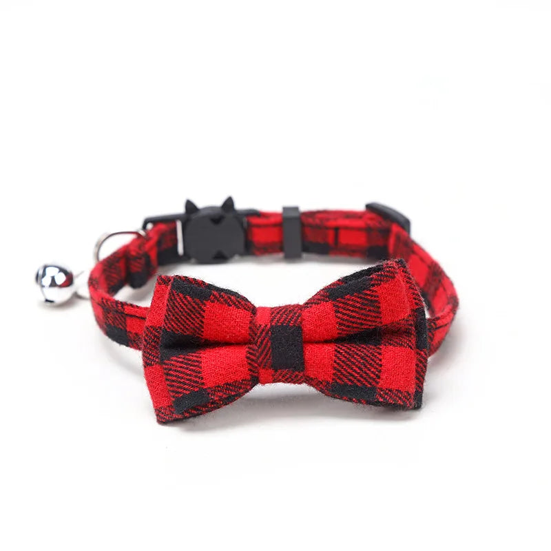 Adorable Cat Collar with Bow Tie and Bell - Adjustable Elastic Design for Cats