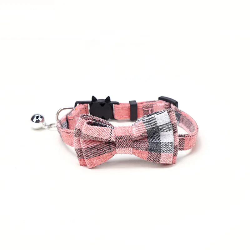 Adorable Cat Collar with Bow Tie and Bell - Adjustable Elastic Design for Cats