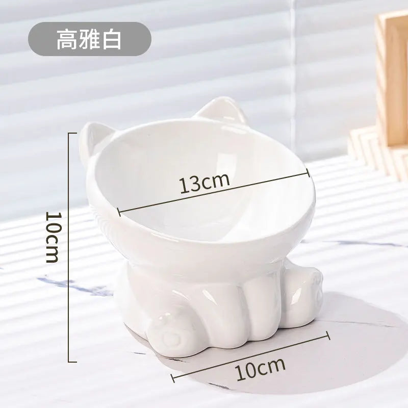 Cute Elevated Ceramic Cat Bowl