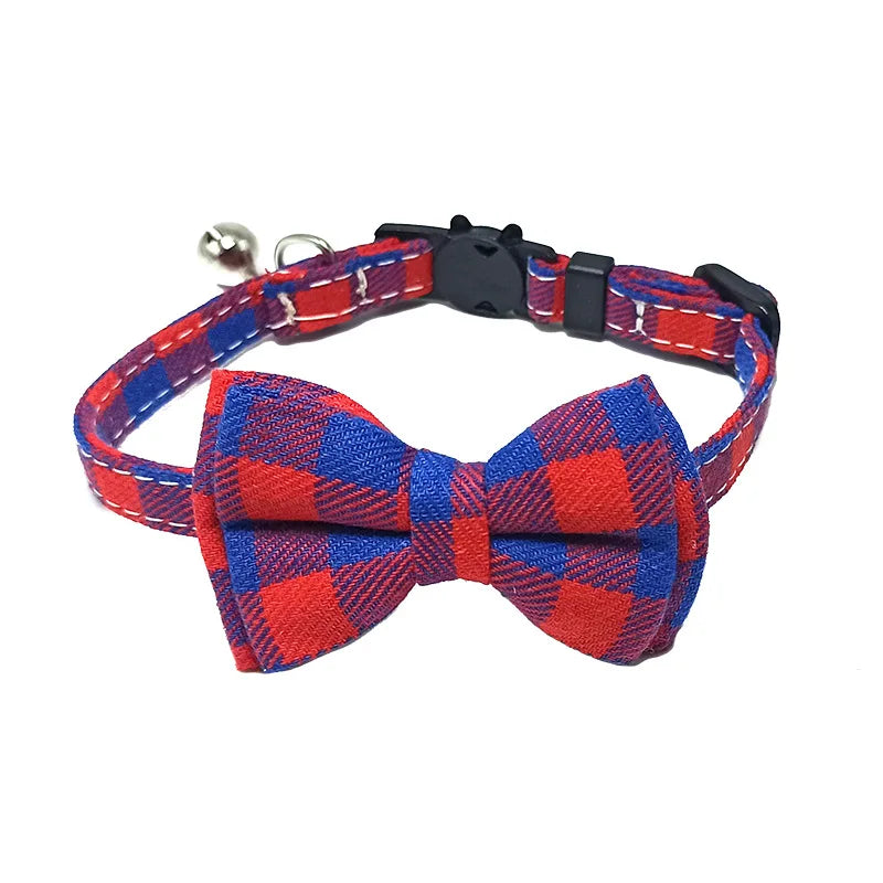 Adorable Cat Collar with Bow Tie and Bell - Adjustable Elastic Design for Cats