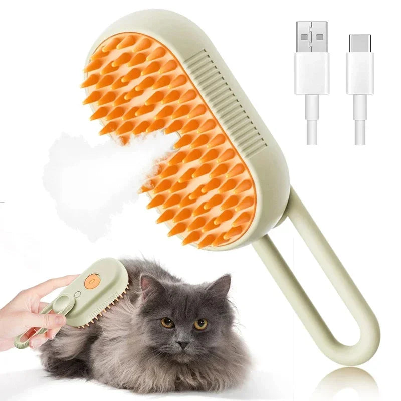 3-in-1 Steam Pet Brush for Dogs and Cats - Massage, Grooming, and Hair Removal Comb
