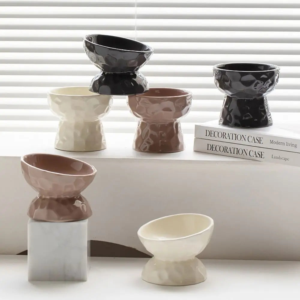 Stylish Non-Slip Ceramic Cat and Dog Bowl - Slanted/Flat Design for Easy Feeding and Hydration
