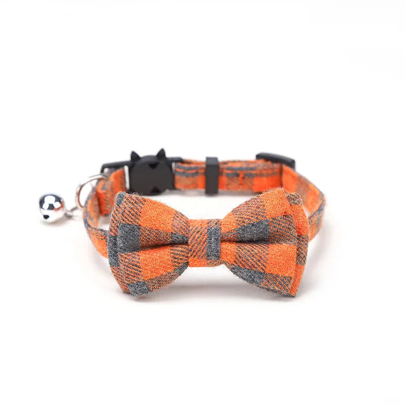 Adorable Cat Collar with Bow Tie and Bell - Adjustable Elastic Design for Cats
