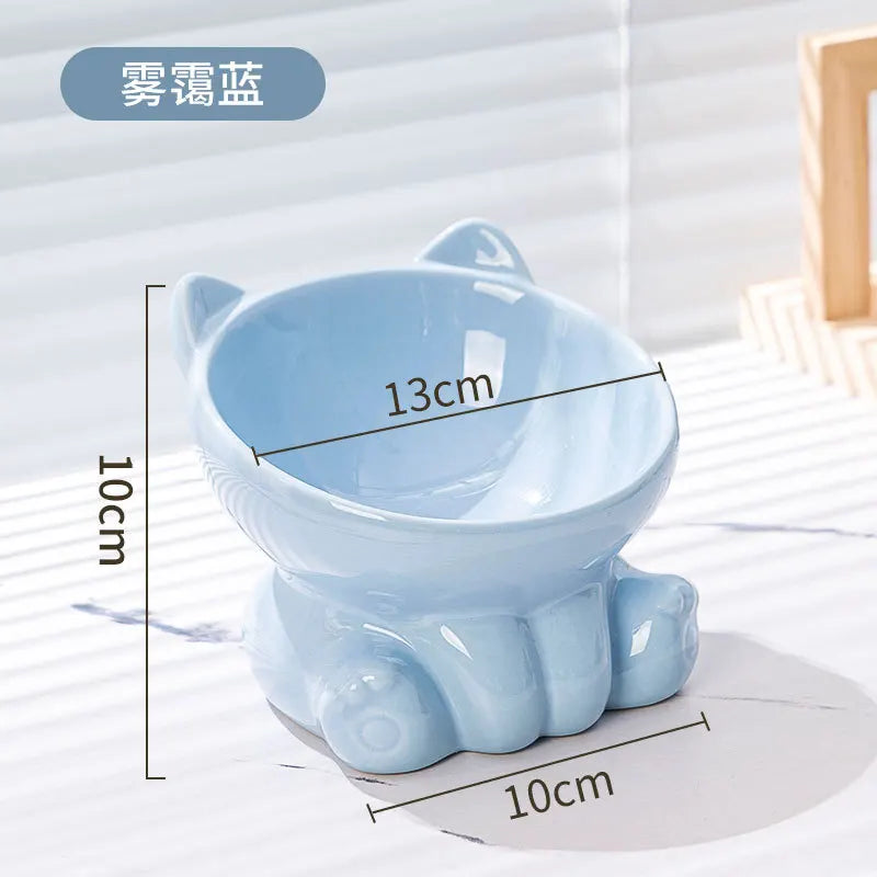 Cute Elevated Ceramic Cat Bowl