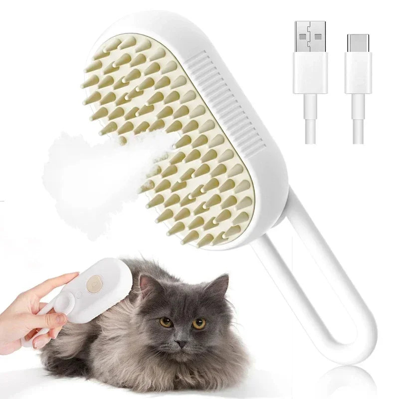 3-in-1 Steam Pet Brush for Dogs and Cats - Massage, Grooming, and Hair Removal Comb