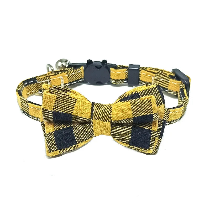 Adorable Cat Collar with Bow Tie and Bell - Adjustable Elastic Design for Cats