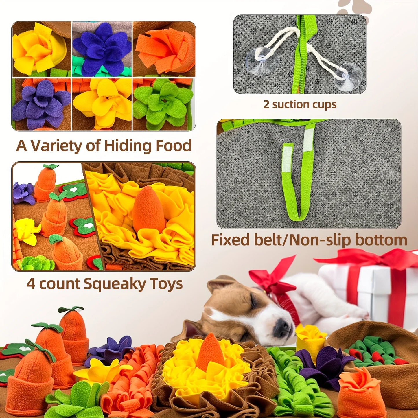 Interactive Pet Snuffle Mat for Dogs - Engaging Nosework Feeding Puzzle for Stress Relief and Training