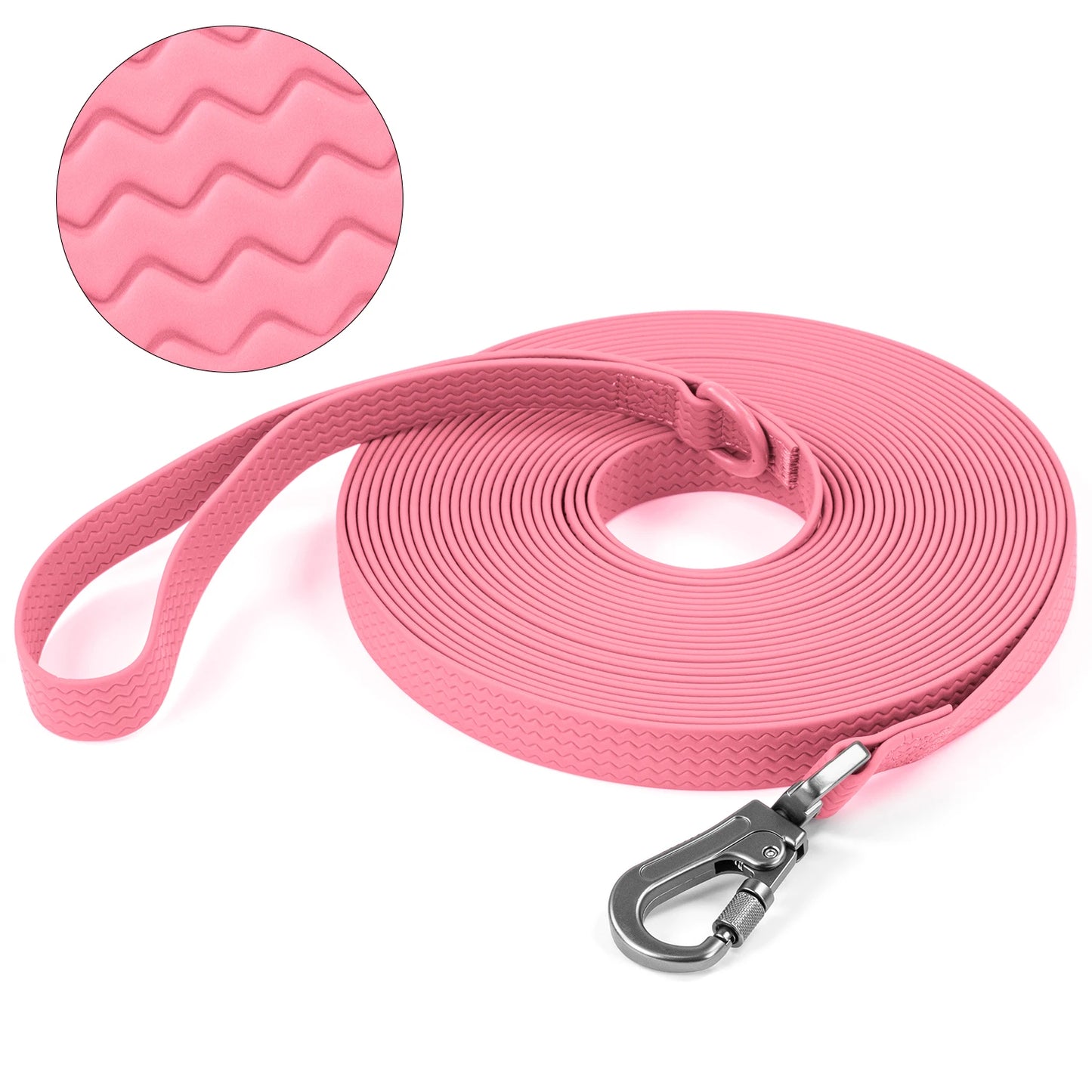 Durable Waterproof PVC Dog Leash - 1.8M, 3M, 5M, 10M Options for Large & Medium Dogs - Easy to Clean with Wave Texture for Training & Running