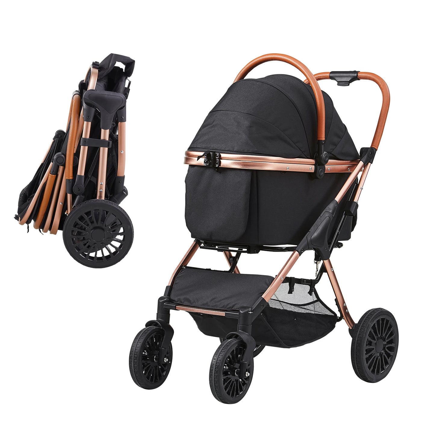 Ultimate 30KG Foldable Pet Stroller with Brakes & Storage - Ideal for Small to Medium Dogs!