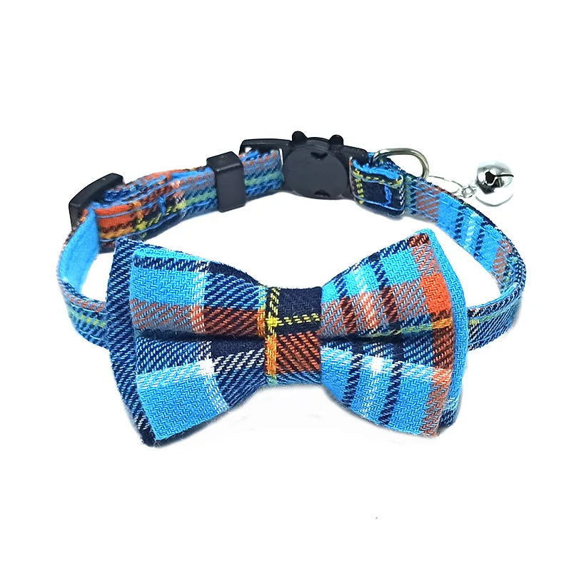 Adorable Cat Collar with Bow Tie and Bell - Adjustable Elastic Design for Cats