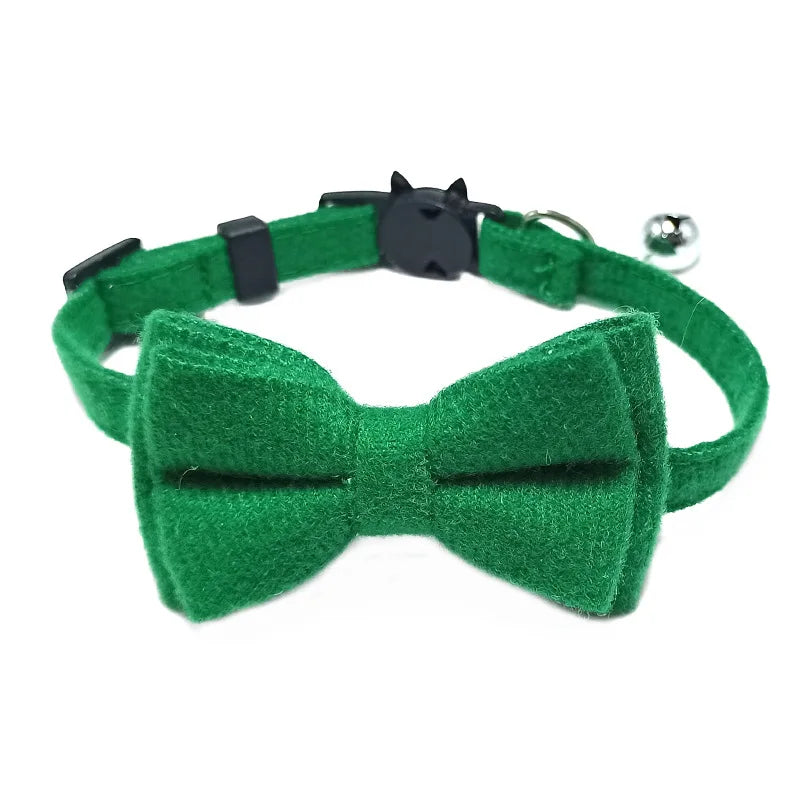 Adorable Cat Collar with Bow Tie and Bell - Adjustable Elastic Design for Cats