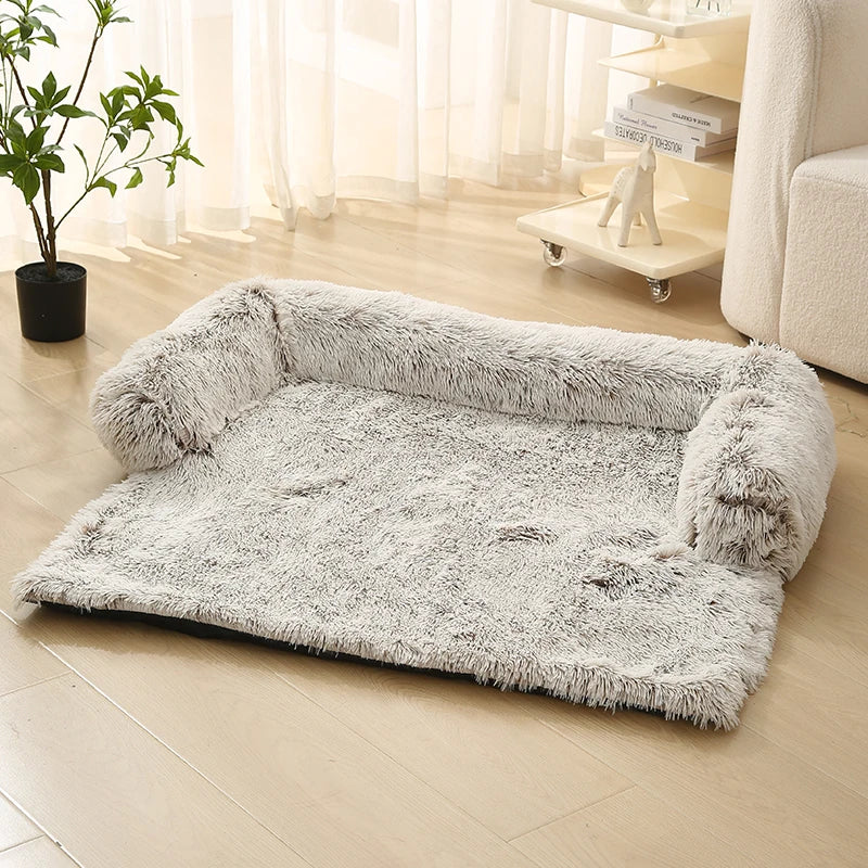Luxurious Gray Pet Sofa Bed - Soft & Cozy Cushion for Dogs and Cats, Stylish Design with Removable Cover