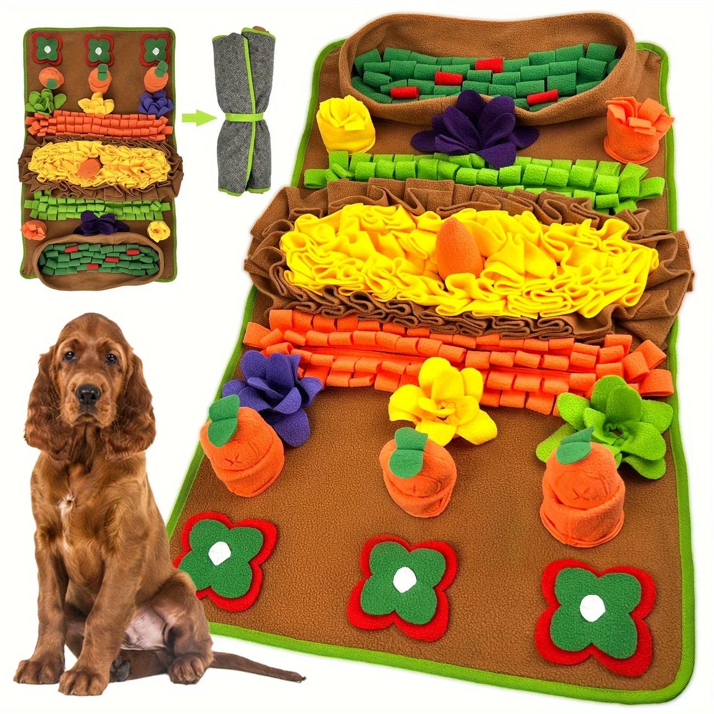Interactive Pet Snuffle Mat for Dogs - Engaging Nosework Feeding Puzzle for Stress Relief and Training