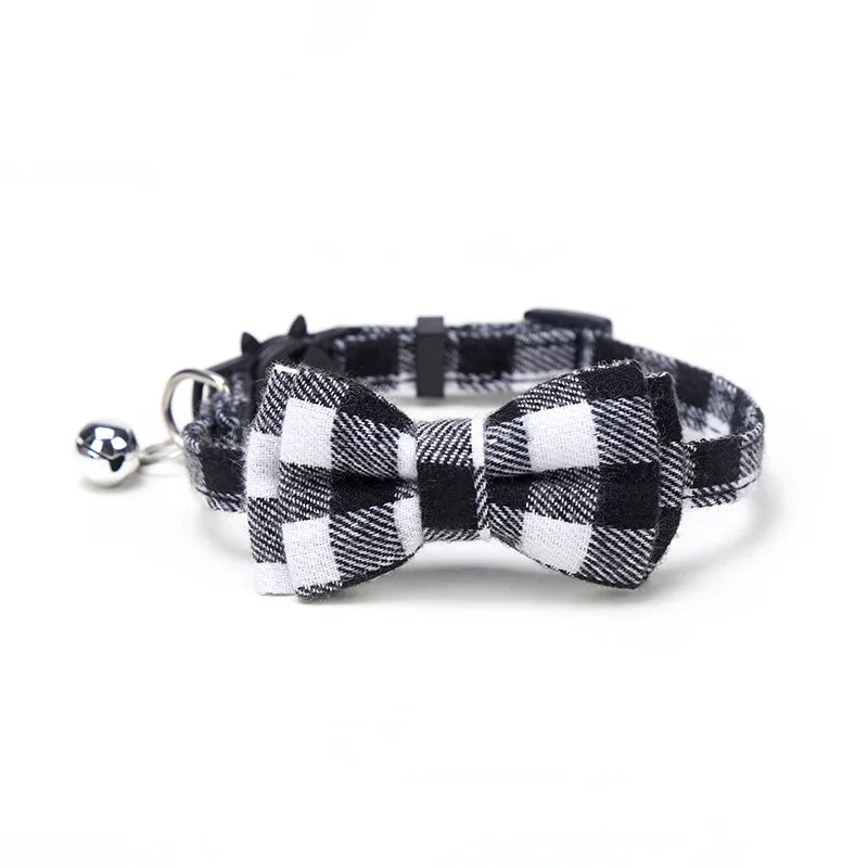 Adorable Cat Collar with Bow Tie and Bell - Adjustable Elastic Design for Cats