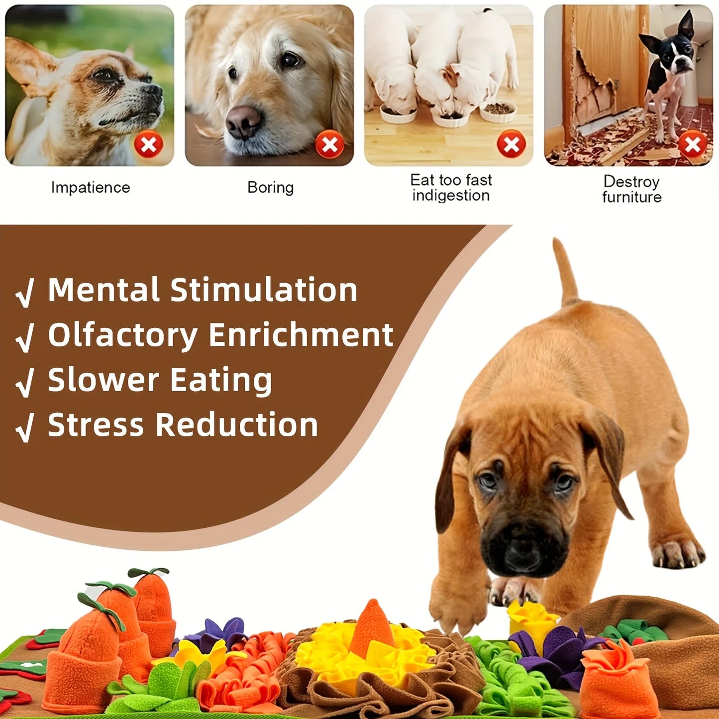Interactive Pet Snuffle Mat for Dogs - Engaging Nosework Feeding Puzzle for Stress Relief and Training