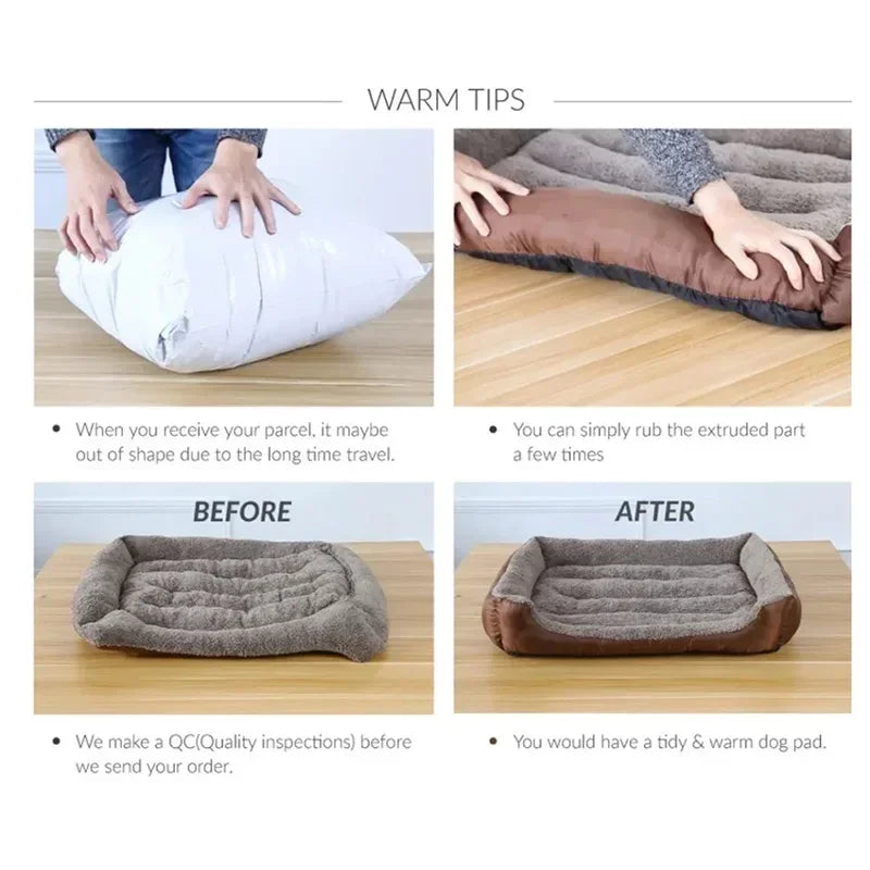Cosy Square Dog Bed for Cats and Small to Medium Dogs - Thickened Non-Slip Cushion