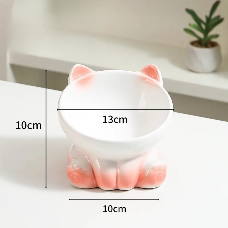 Cute Elevated Ceramic Cat Bowl