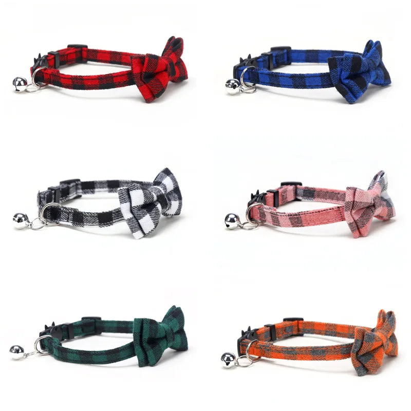 Adorable Cat Collar with Bow Tie and Bell - Adjustable Elastic Design for Cats