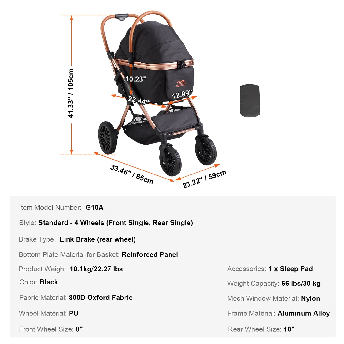 Ultimate 30KG Foldable Pet Stroller with Brakes & Storage - Ideal for Small to Medium Dogs!