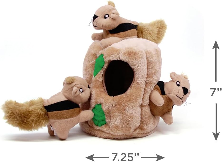 Plush Squirrel Hide and Seek Dog Toy - Interactive Squeaky Toy for Birthday Fun, Mental Stimulation, and Boredom Relief