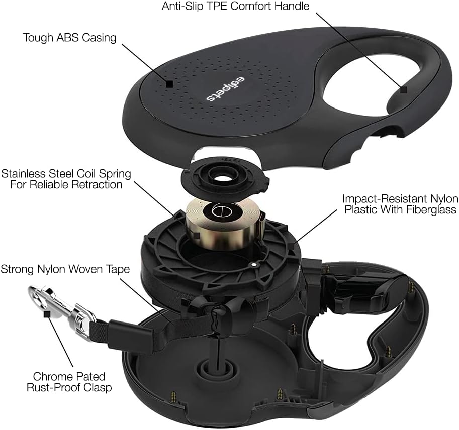 Premium 5m Extendable Dog Leash - 360° Tangle-Free Nylon Tape - Perfect for Training and Walking