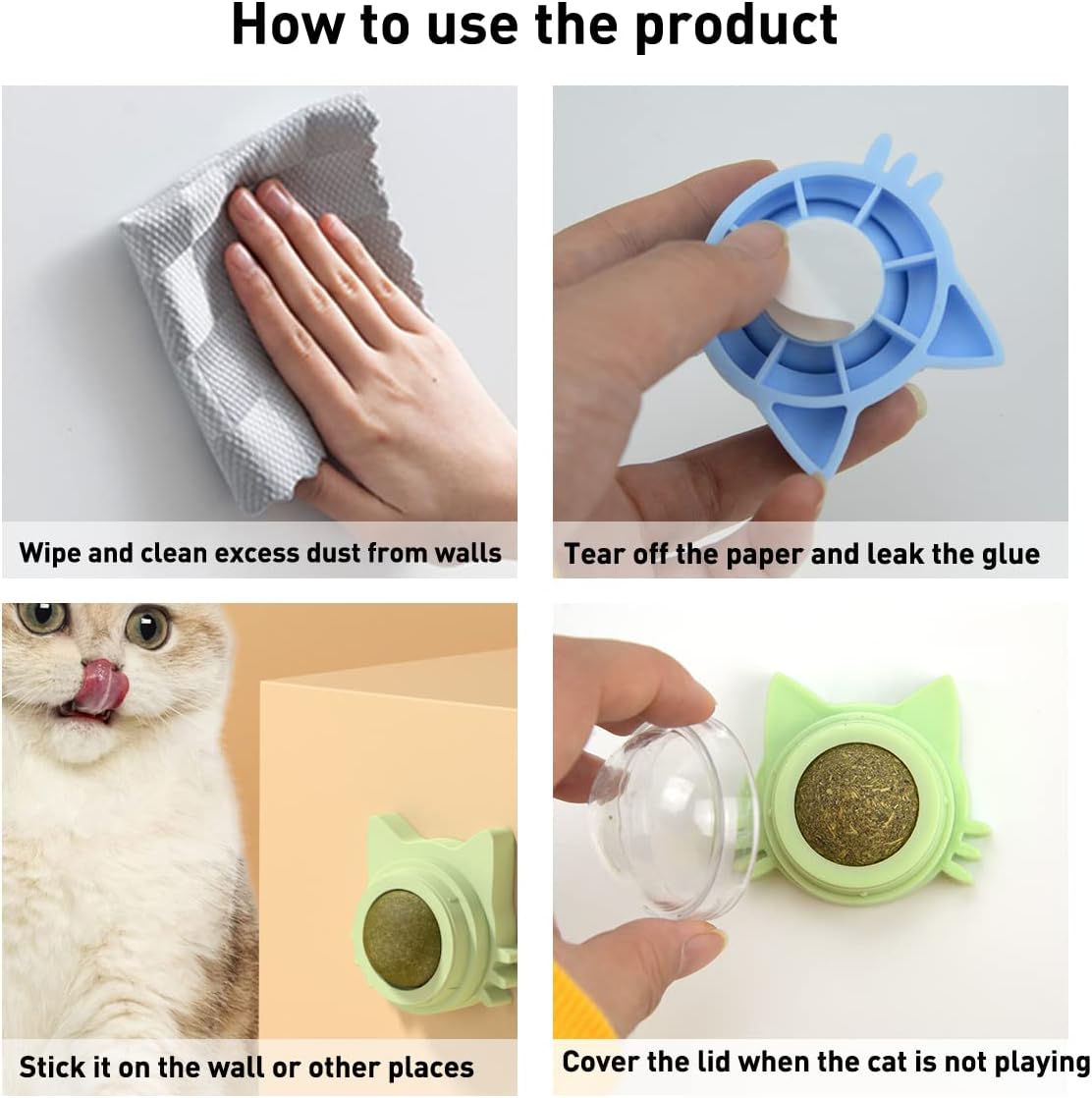 Interactive 3-Pack Catnip Balls Toy Set - Edible Rotatable Cat Teeth Cleaning Balls for Indoor Cats (Blue, Green, Pink)