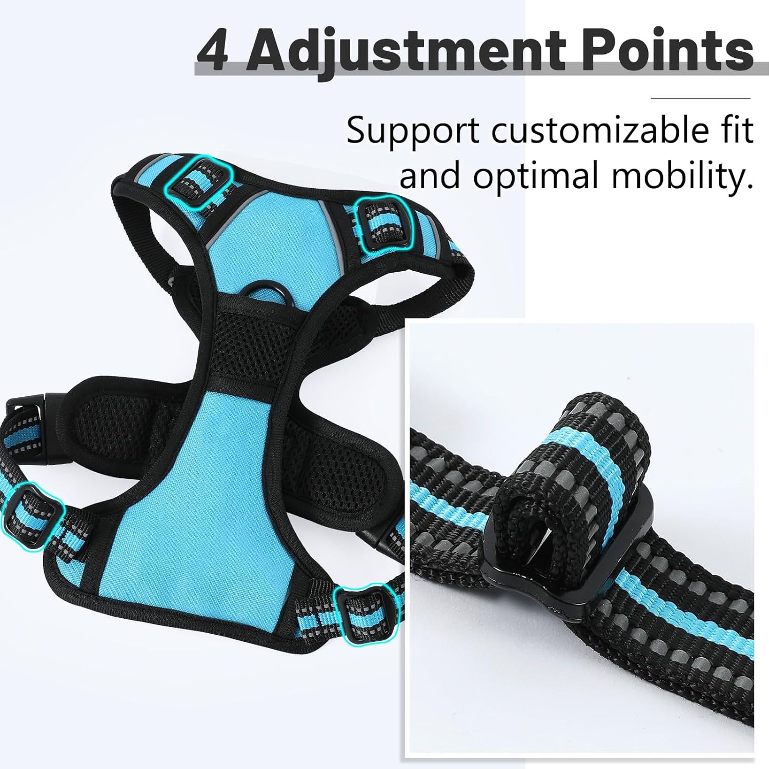 No-Pull Adjustable Dog Harness - Reflective Front Clip with Easy Control Handle, Perfect for Small to Large Dogs