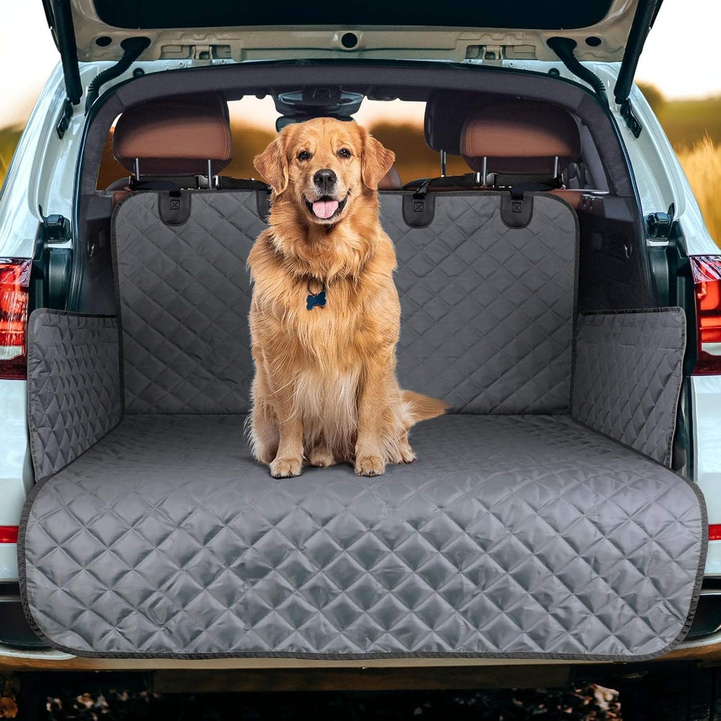 Ultimate Car Boot Protector for Dogs - Non-Slip, Scratchproof & Dirt Resistant Liner with Side & Bumper Protection - Adjustable Straps for SUVs, Trucks & Cars